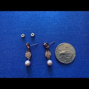 Anna Sui signed butterfly pearl drop earrings